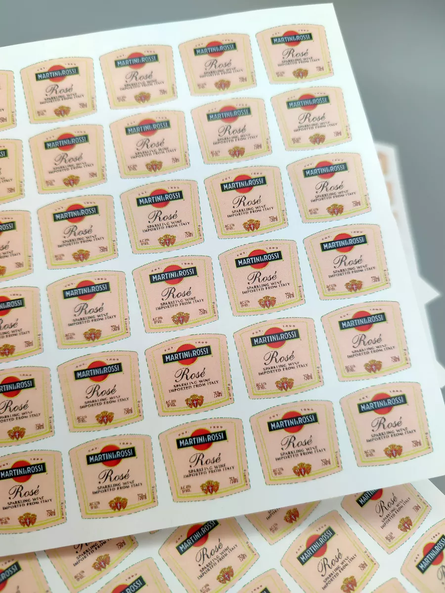 Наклейки на мини-бутылочку Розового Шампанского, 300 шт.