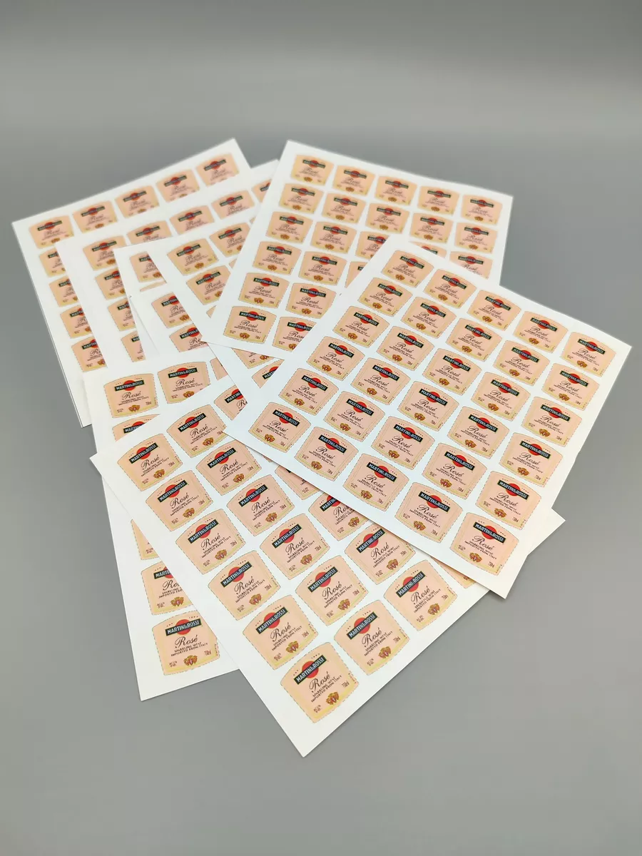 Наклейки на мини-бутылочку Розового Шампанского, 300 шт.