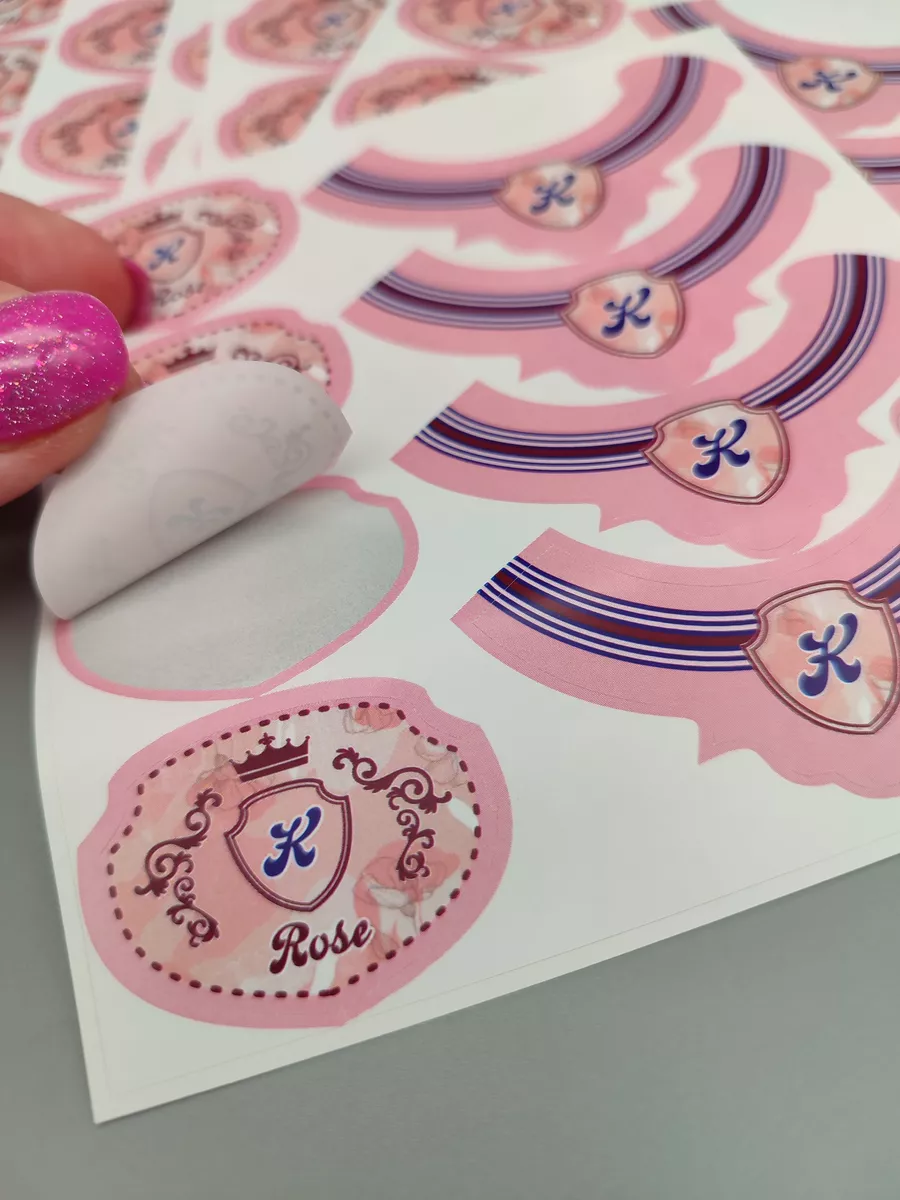 Наклейки для мыла на Розовое шампанское ВЫРУБНЫЕ, 40 шт.