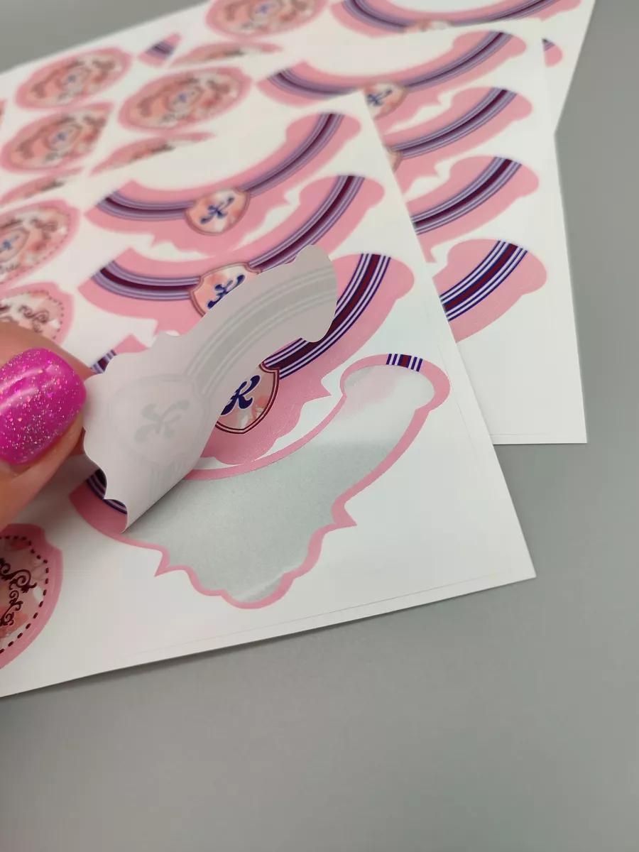 Наклейки для мыла на Розовое шампанское ВЫРУБНЫЕ, 40 шт.