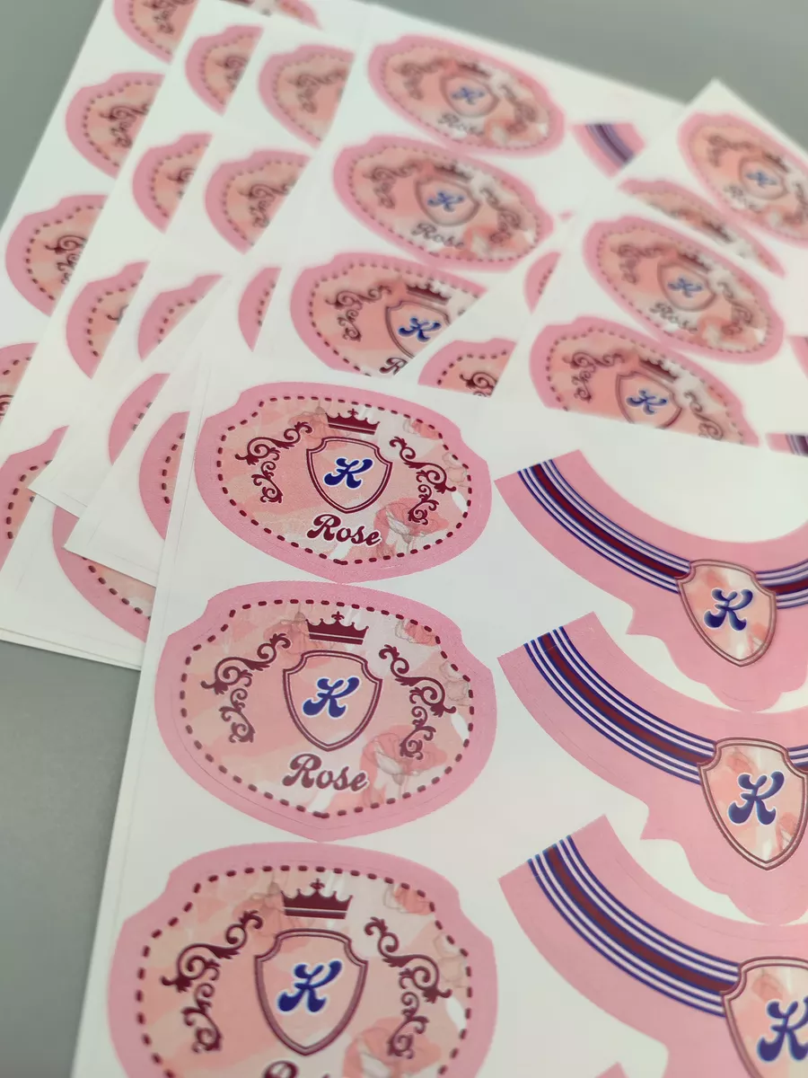 Наклейки для мыла на Розовое шампанское ВЫРУБНЫЕ, 40 шт.