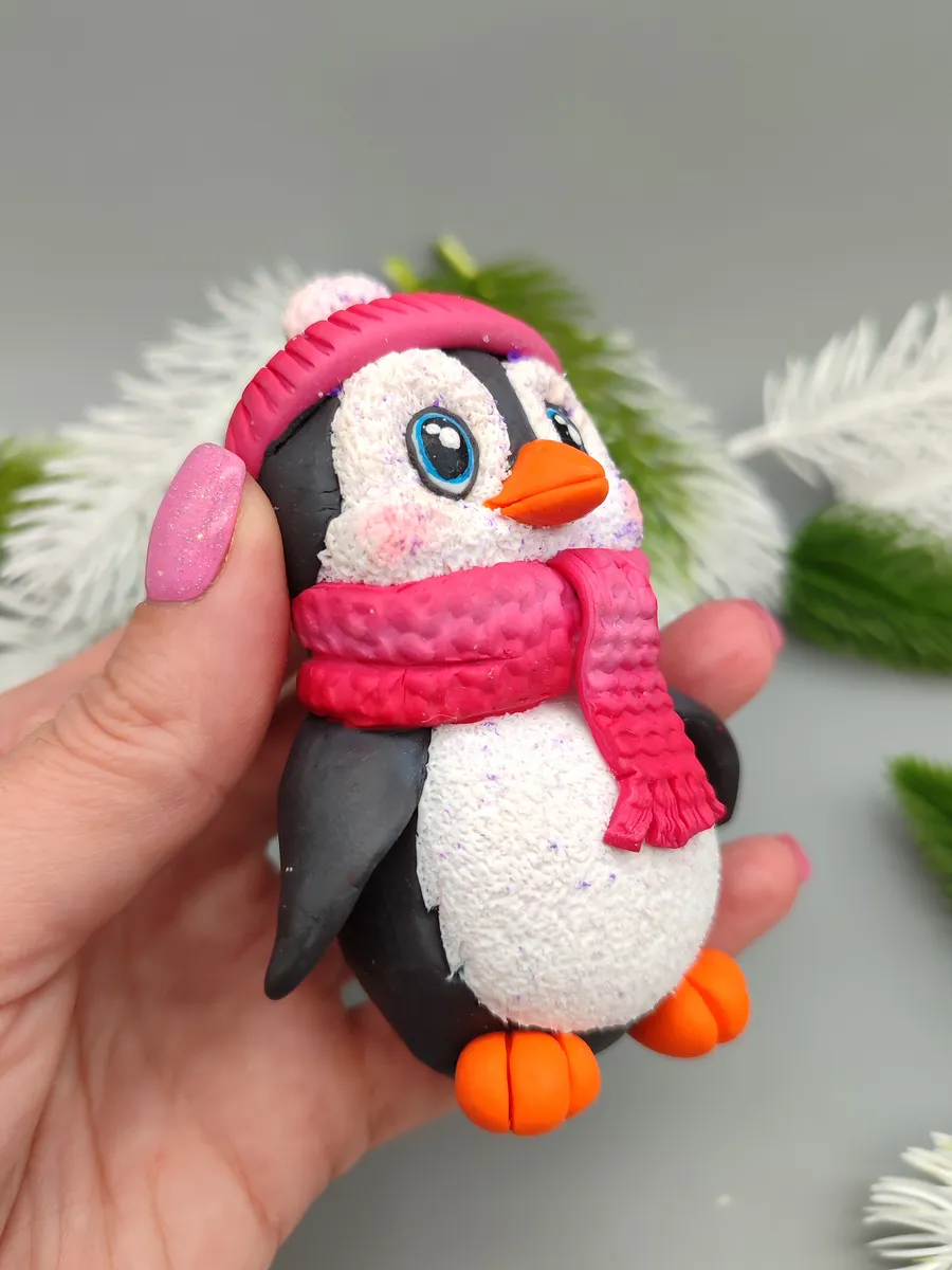 Силиконовая форма Пингвин в шапочке 2d