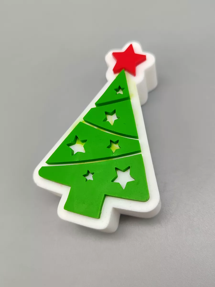 Силиконовая форма Ёлочка со звёздами 2d