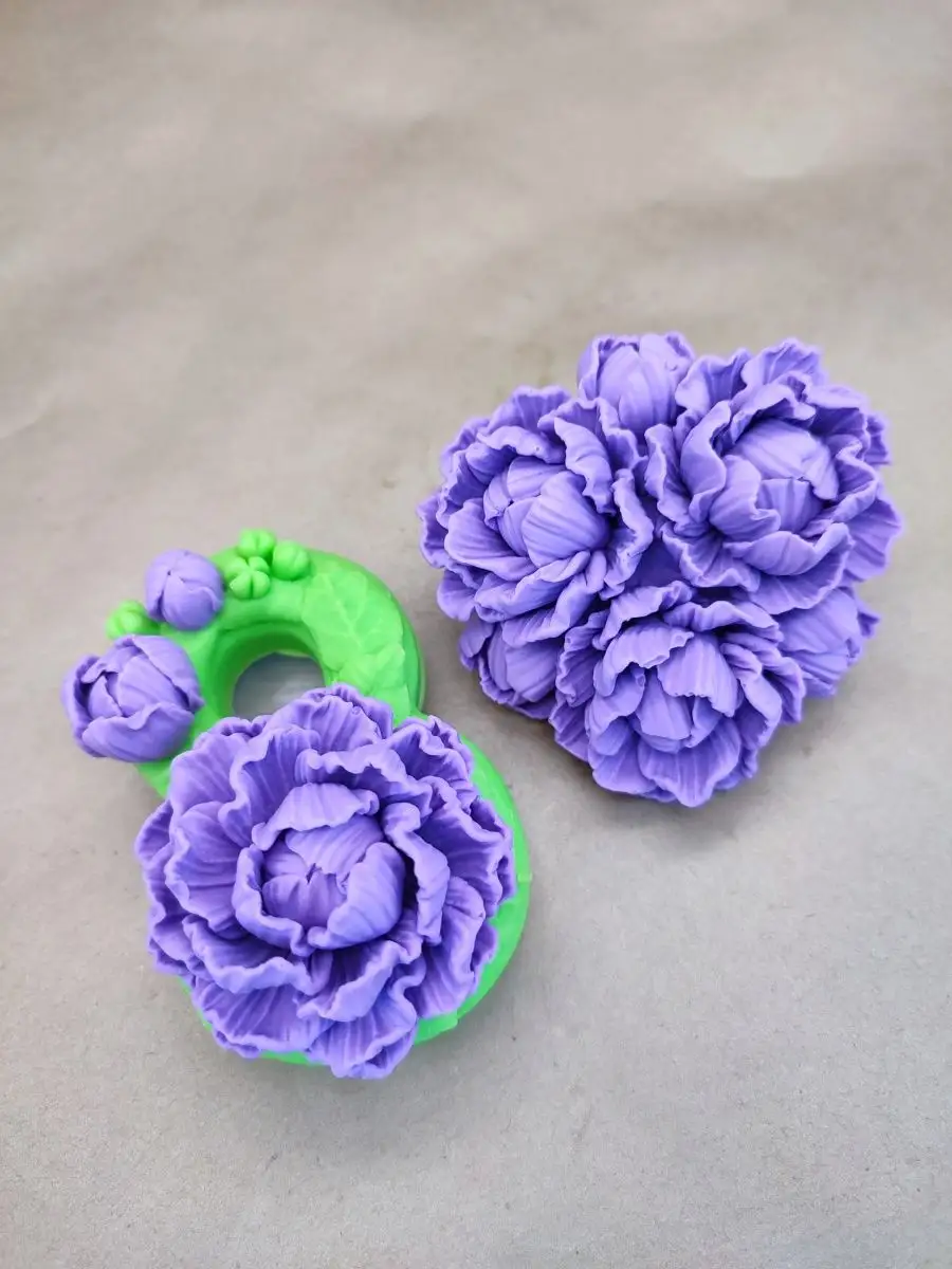 Силиконовая форма 8 Марта Восьмерка и букет пионов