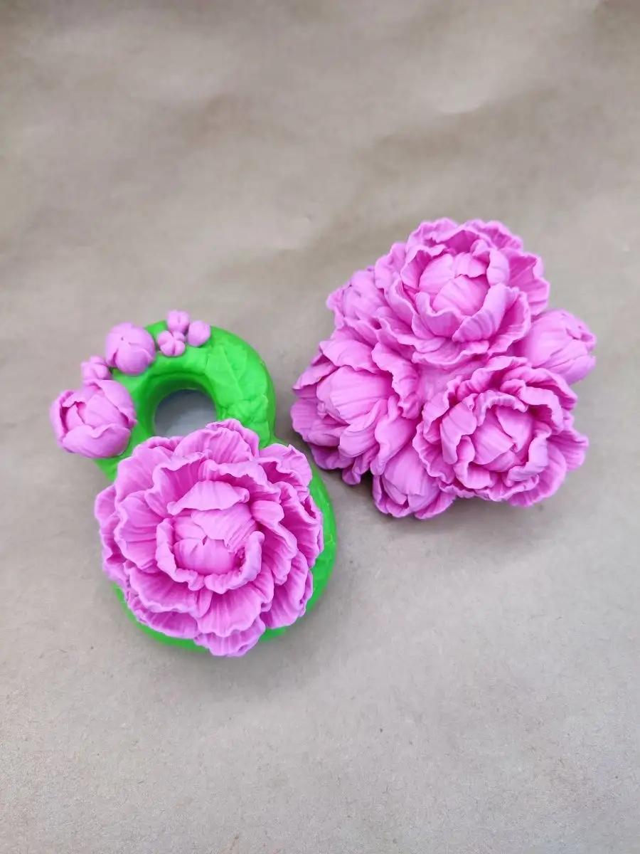 Силиконовая форма 8 Марта Восьмерка и букет пионов