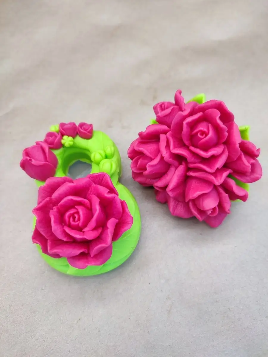 Силиконовая форма 8 Марта Восьмерка и букет роз