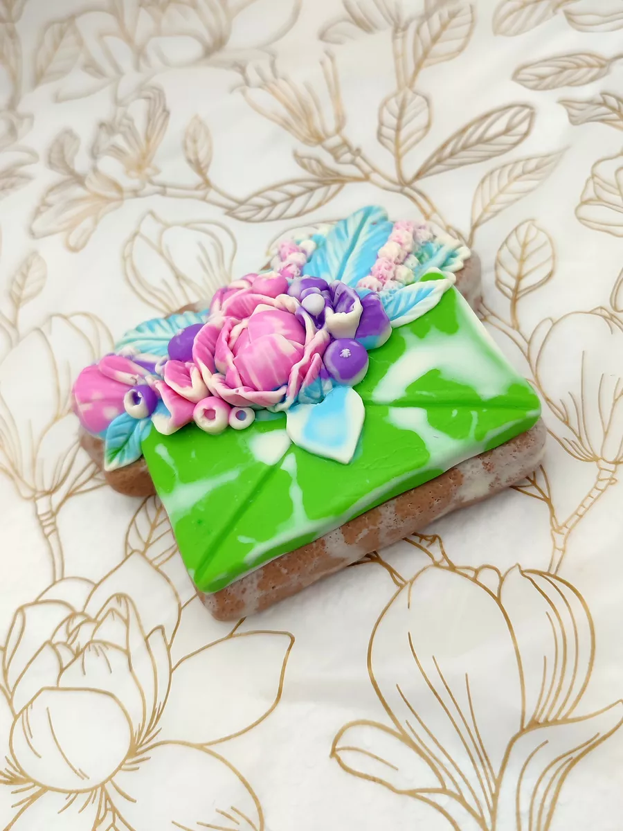 Силиконовая форма Конверт с пионами 2d