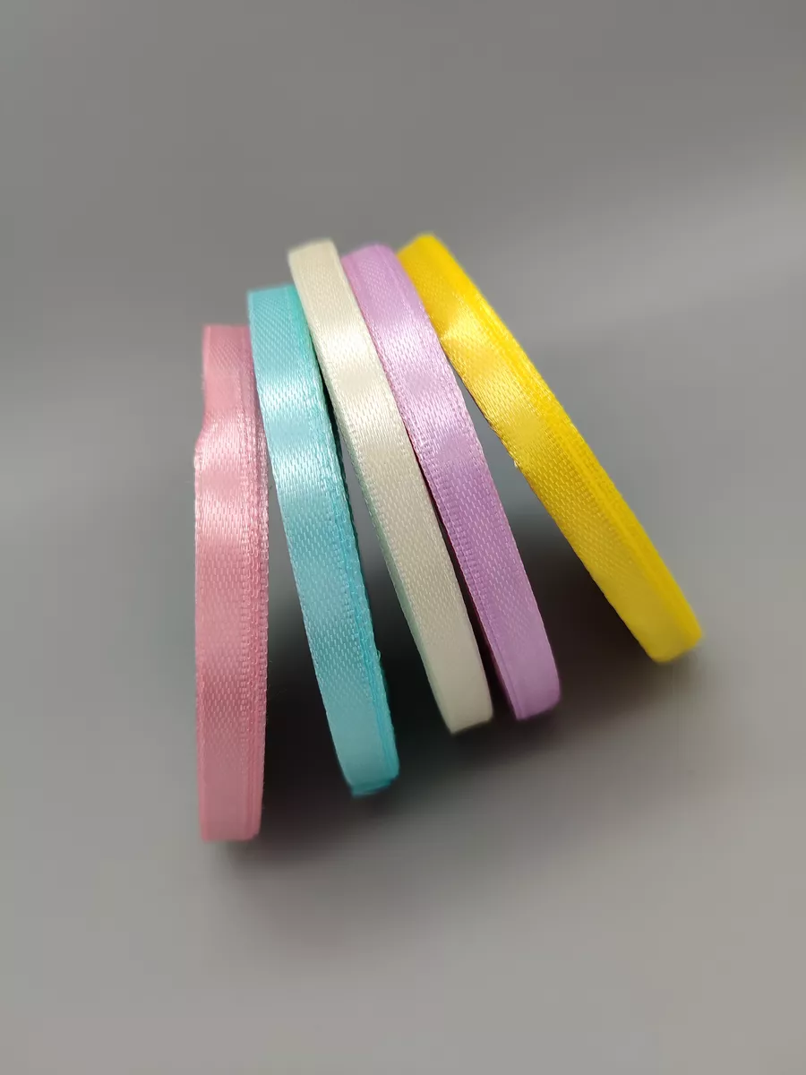 Набор атласных лент Нежный, 6 мм, 5 шт.