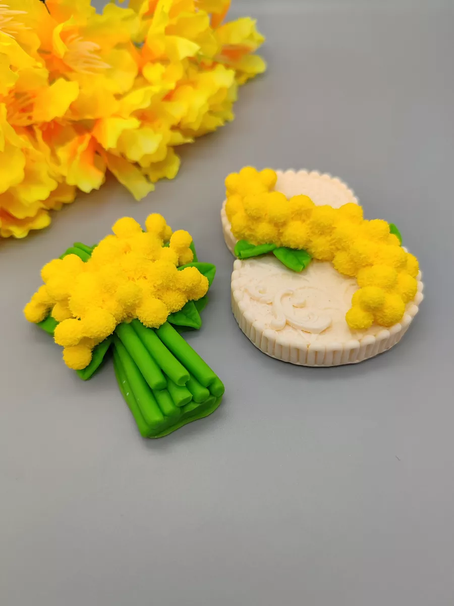 Силиконовая форма 8 и букет мимозы