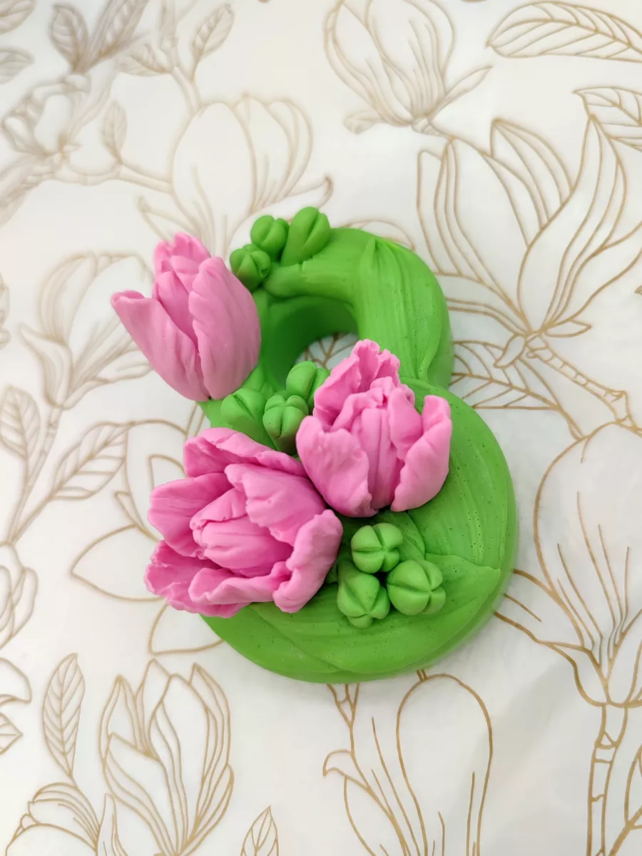 Силиконовая форма Восьмёрка с тюльпанами