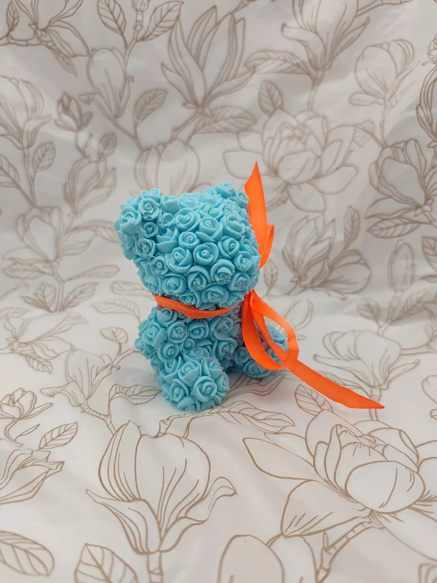 Мыло Мишка из роз голубой