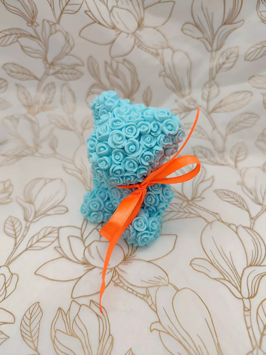 Мыло Мишка из роз голубой