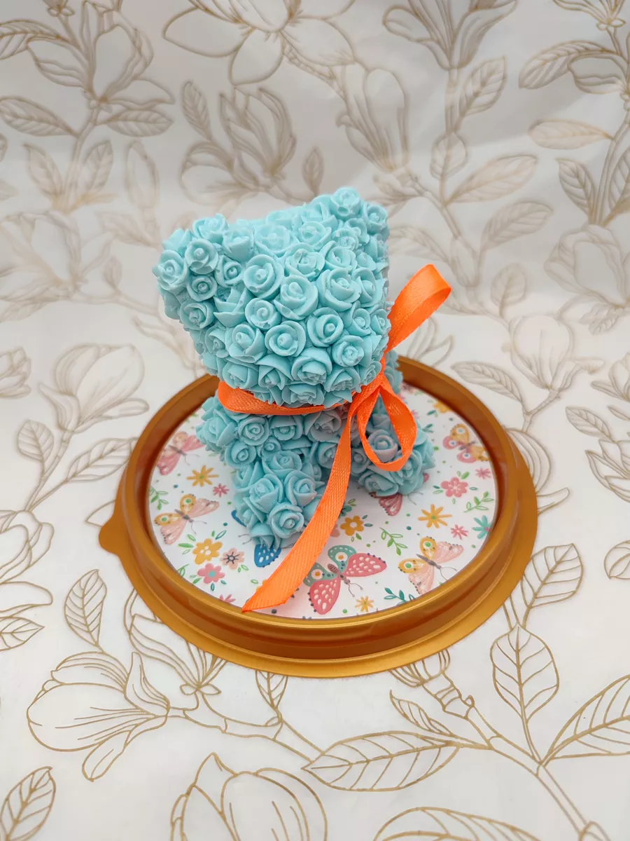 Мыло Мишка из роз голубой