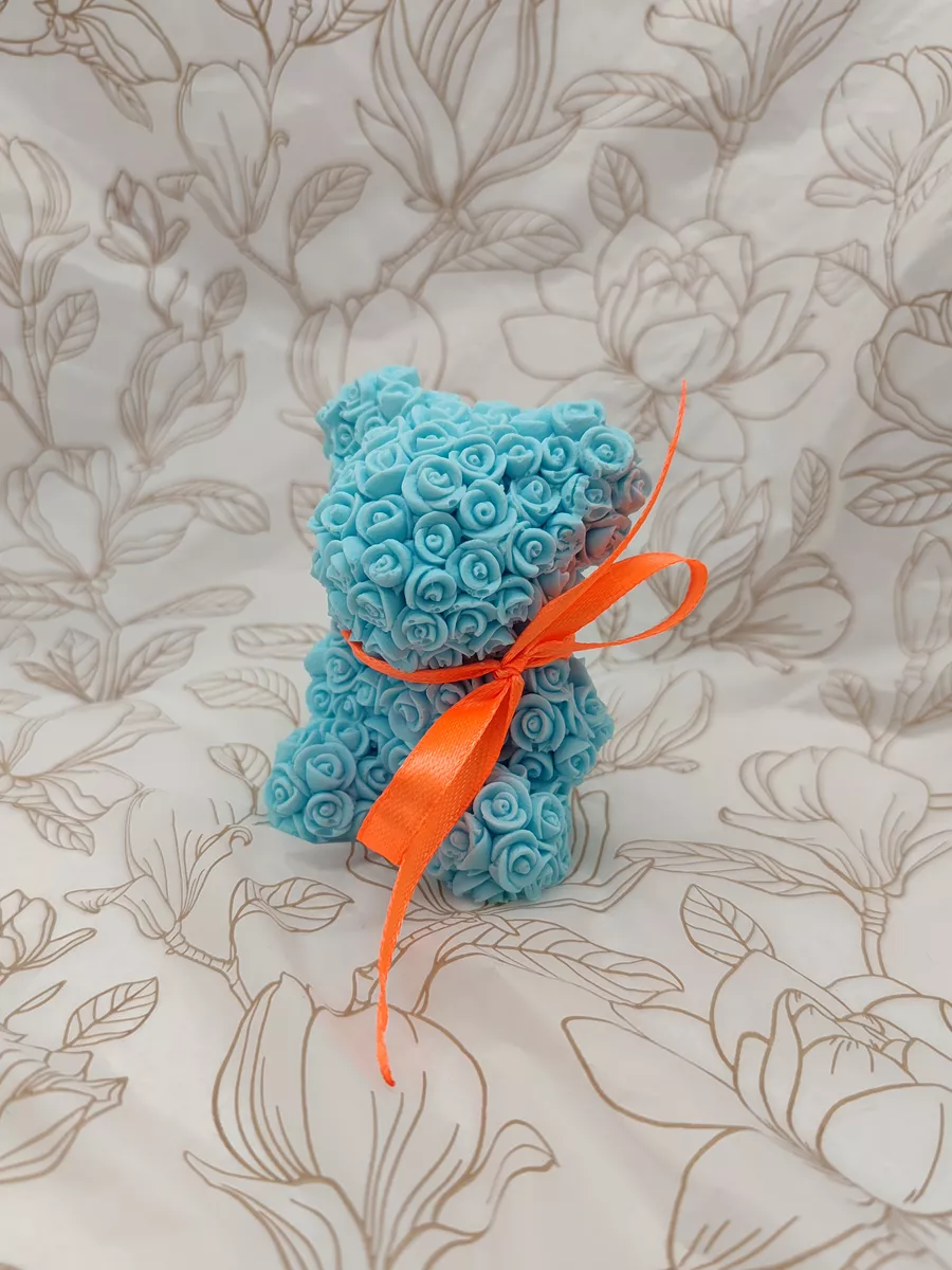 Мыло Мишка из роз голубой